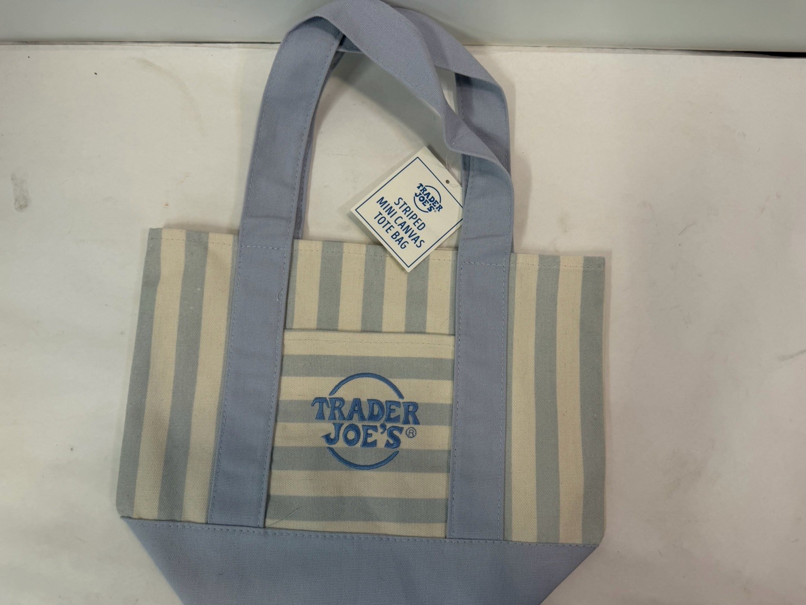 Trader Joe’s Striped Mini Tote NWT Limited Edition- Blue