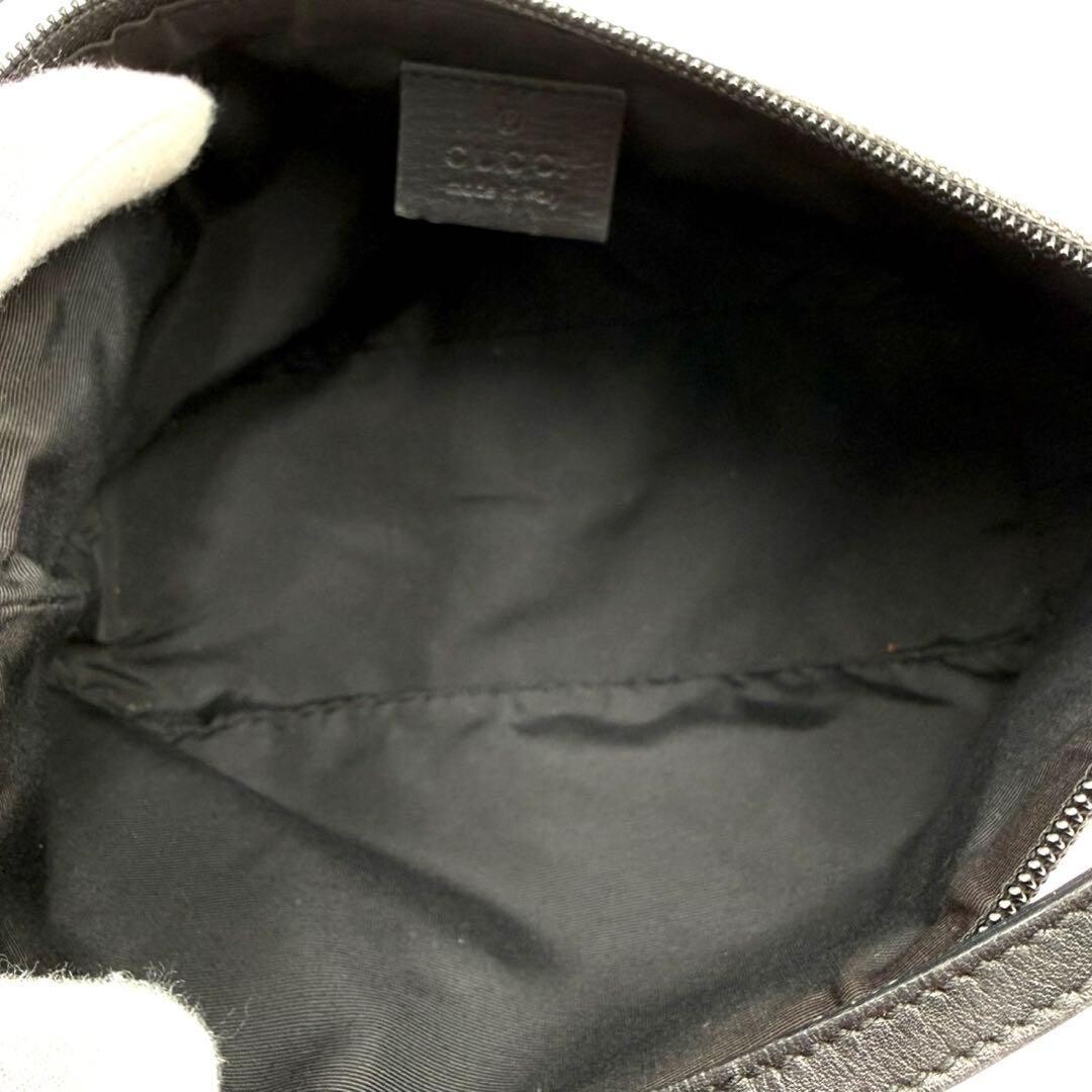 Gucci GG Canvas Black Accessory Pouch Mini Shoulder Handbag Gold Hardware