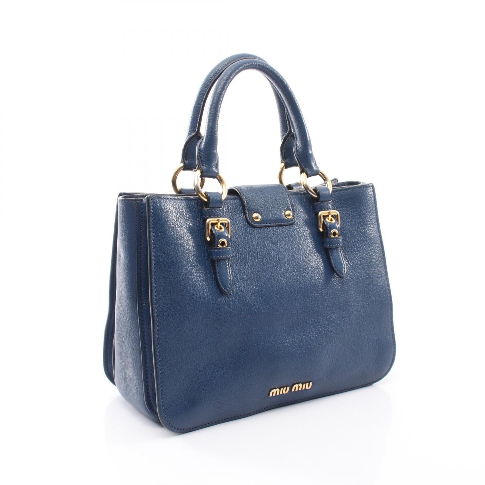 Miu Miu MADRAS Shoulder Crossbody Handbag RN0799 Leather Blue Used Women