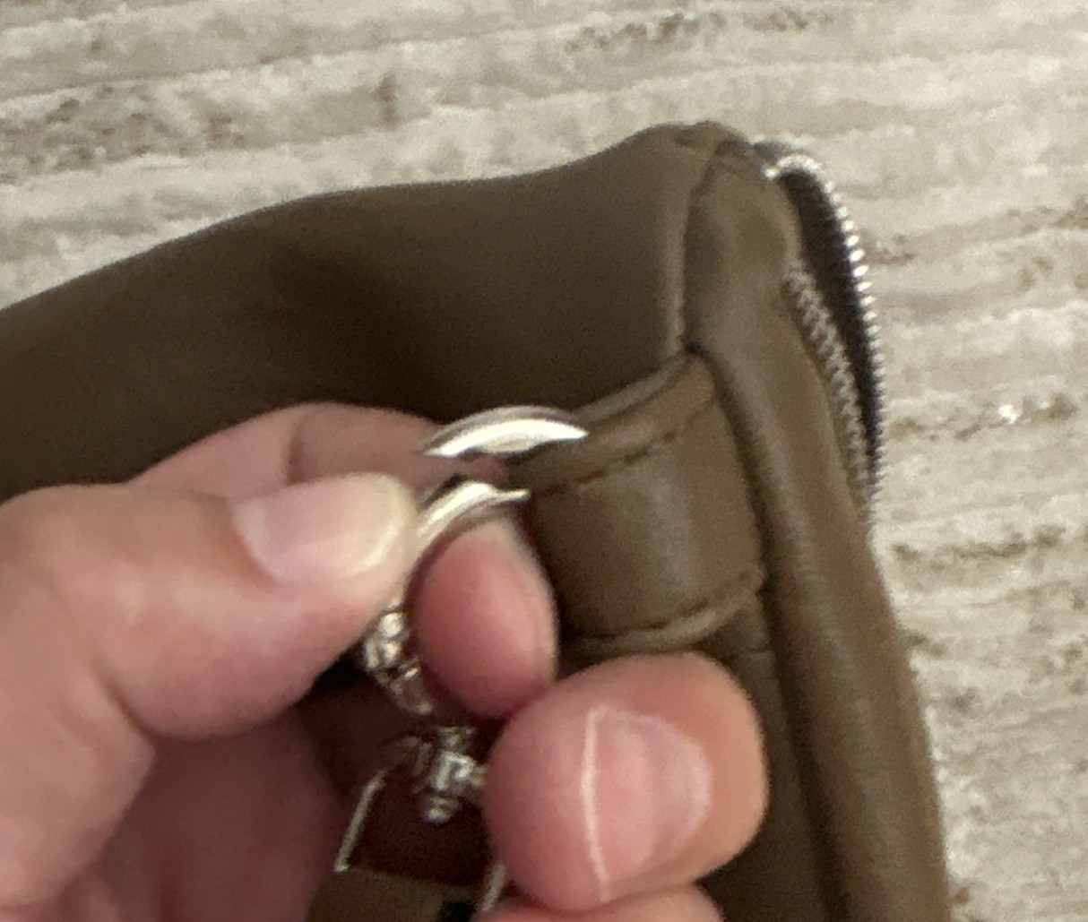 Brown Crescent Small Purse Bag Zip Top Front Zipper Pocket Adjustable Strap