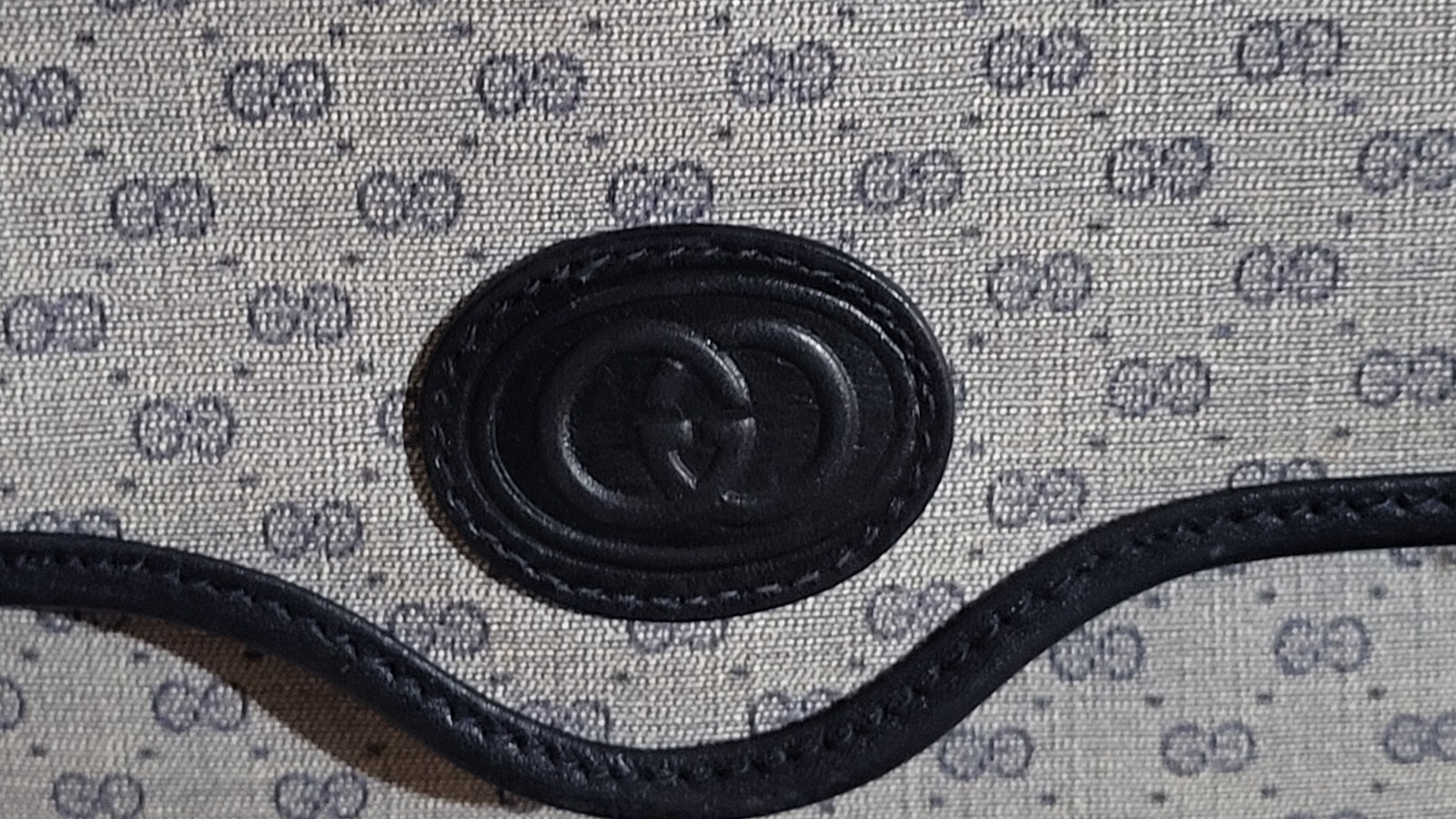 Vintage Gucci Micro GG Monogram Slim Envelope Navy/Gray Clutch Crossbody Bag