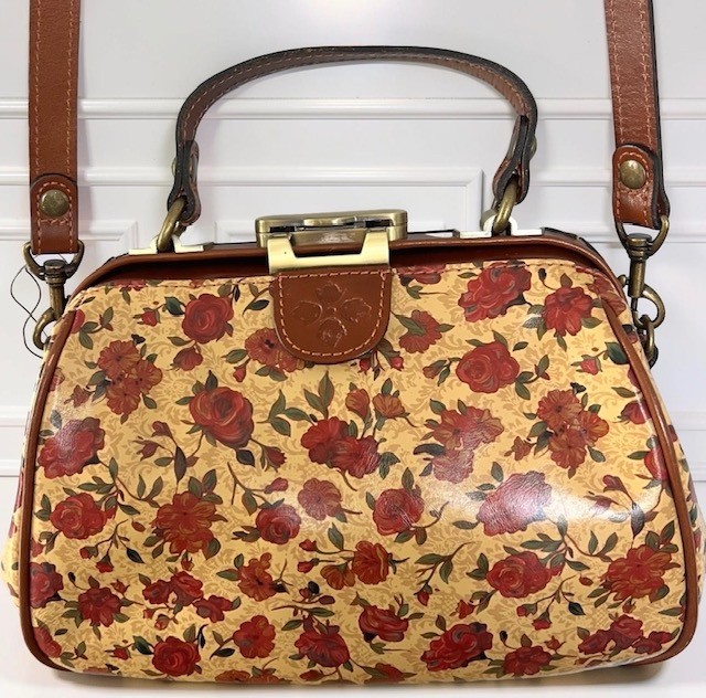 NWT Retired Patricia Nash Gracchi Satchel Bag – Crossbody -Tan Rosso Fiore Color