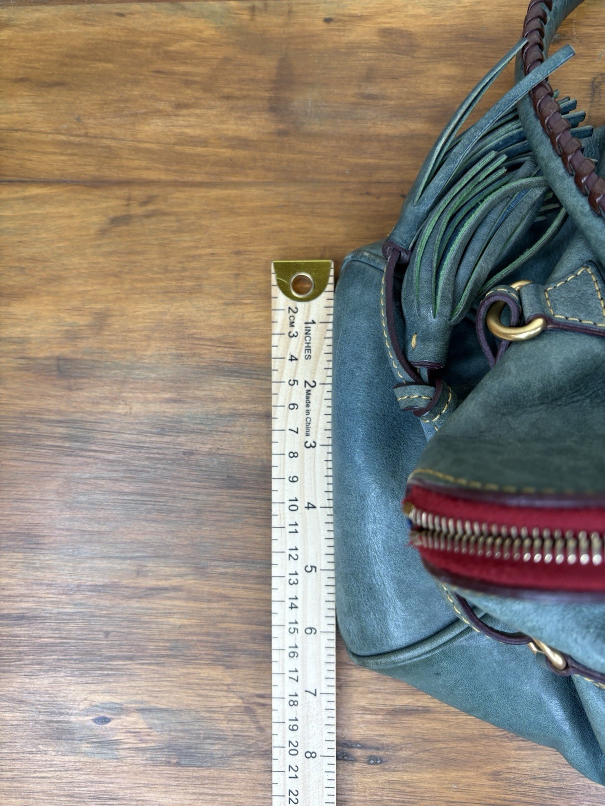 Dooney & Bourke Florentine Domed Buckle Satchel Teal Leather Tassel Bag J4092168