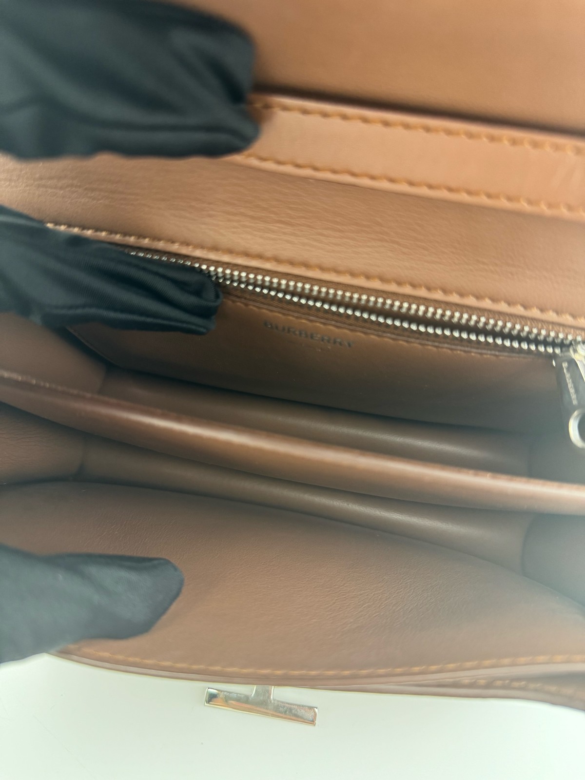 Burberry TB Series Normal Caramel Brown Box Calf Leather Shoulder Crossbody Bag