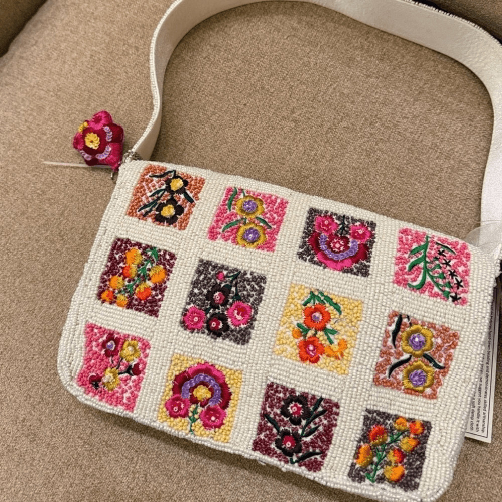 Embroidered Floral Patchwork Shoulder Bag