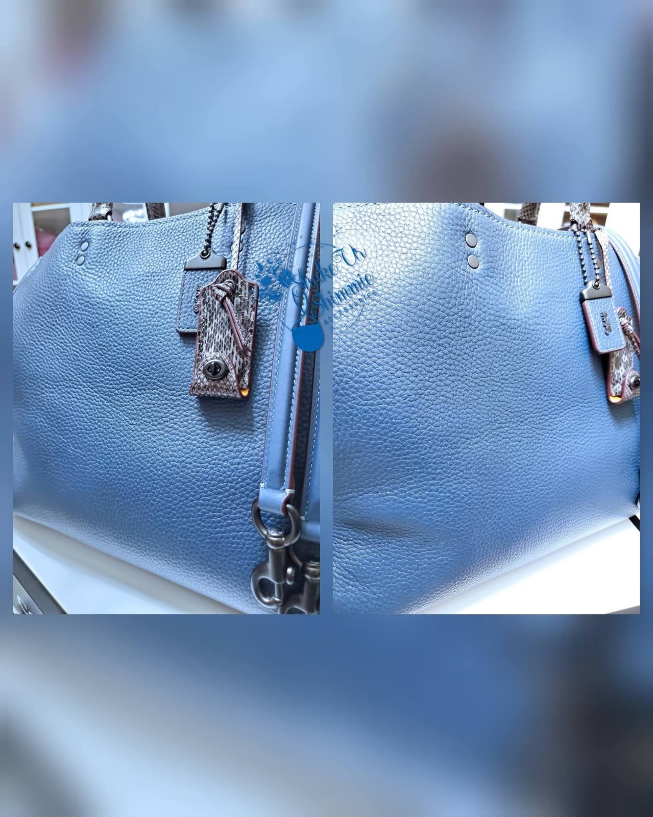 COACH ROGUE 36 Colorblock 1941 Snakeskin EXOTIC Satchel 58965 DENIM W/TAGS RARE❤