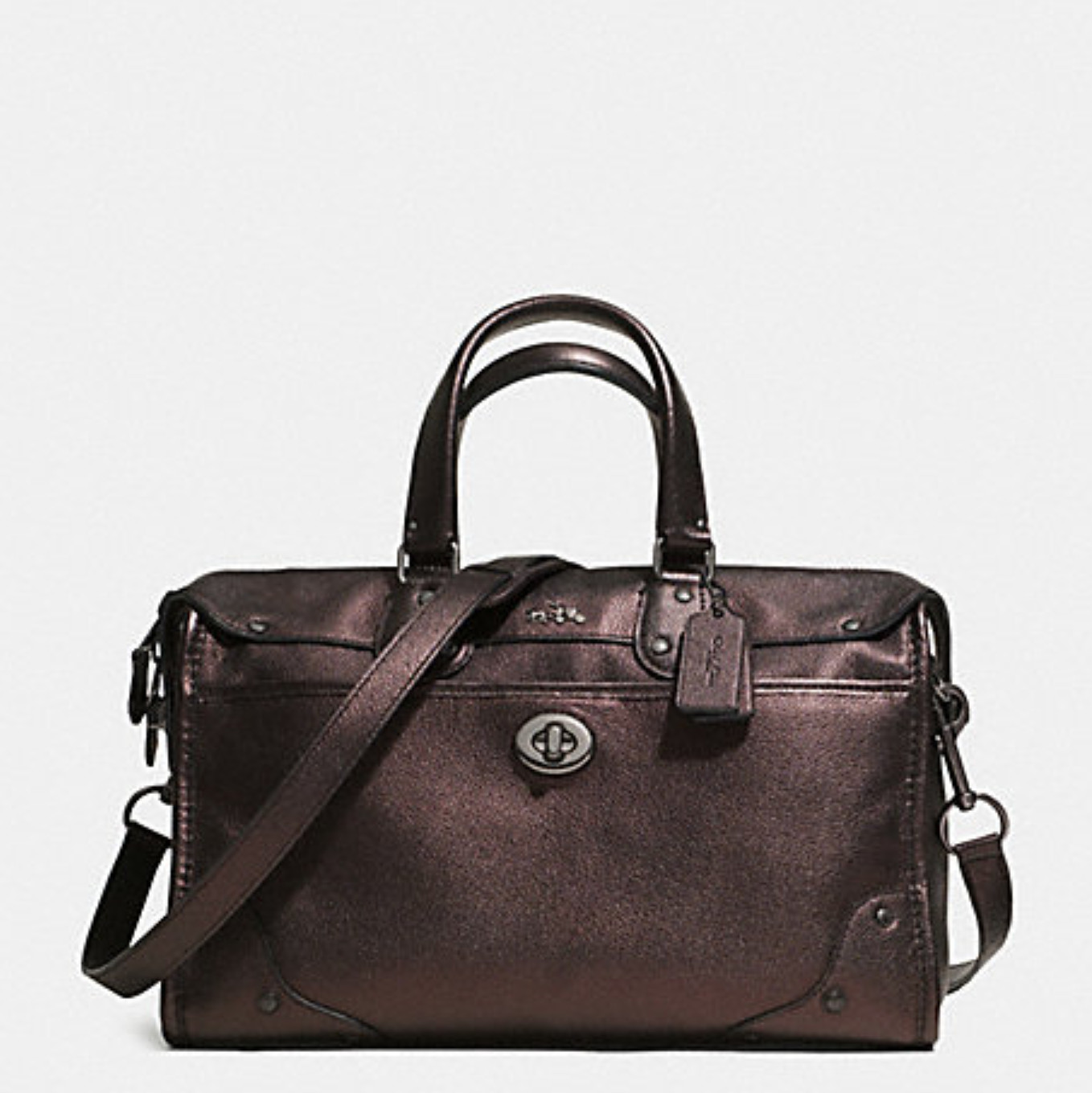 NWT Coach Metallic Leather Rhyder 32 Satchel Bronze F33739