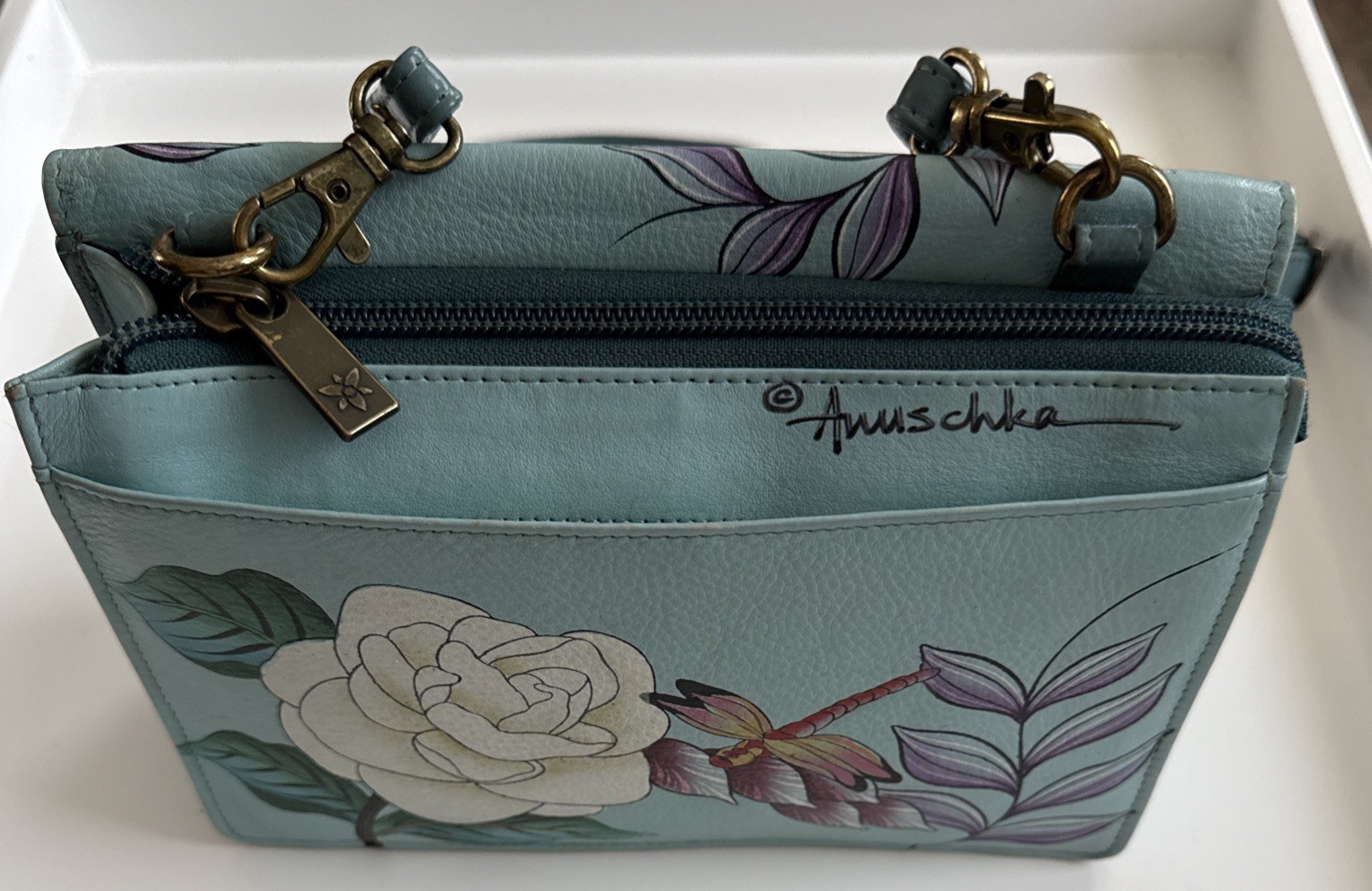 Anuschka Hand Painted Leather Handbags w/Beautiful Pocket Compartments #61992,