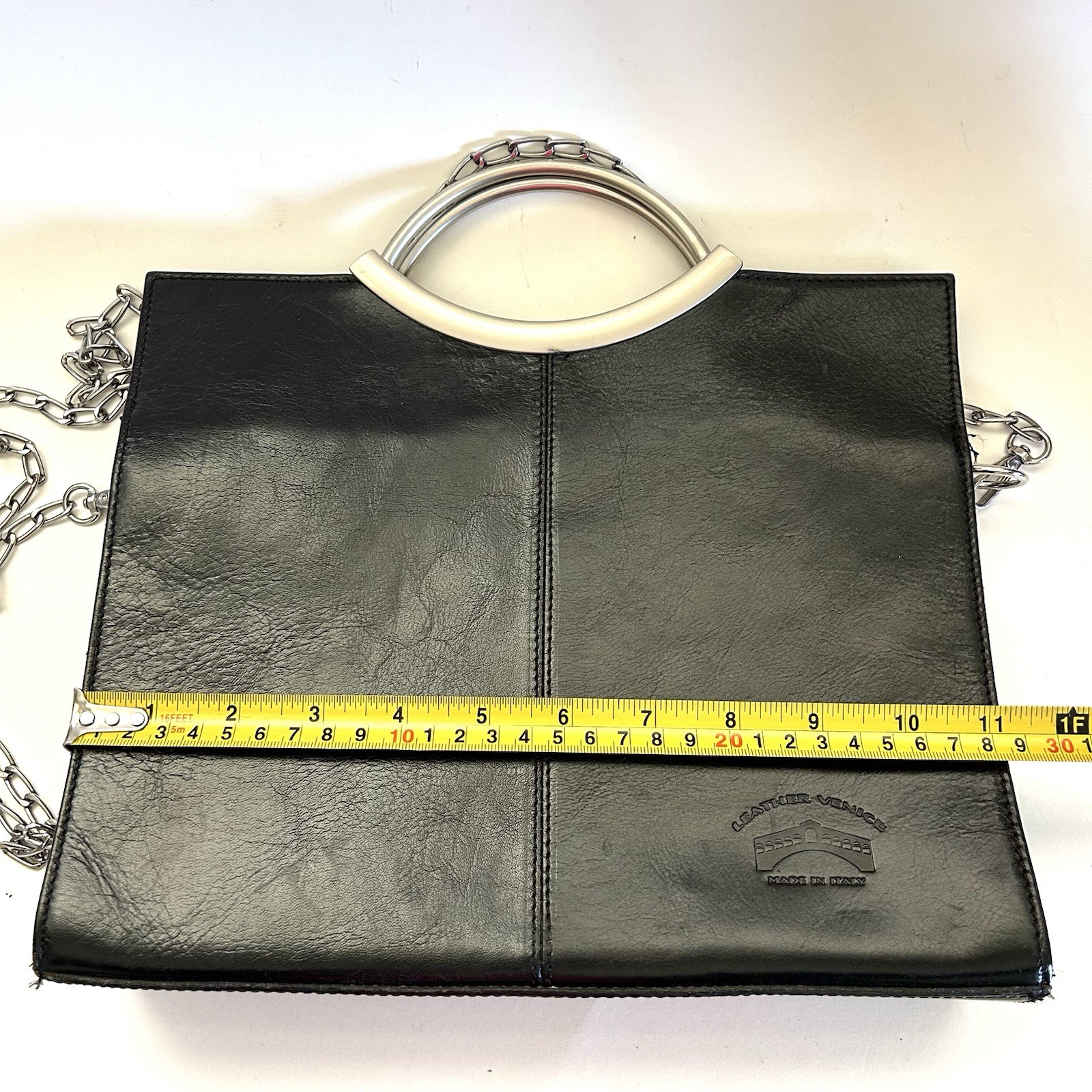VTG Leather Venice Crossbody Bag Purse Made In Italy Black