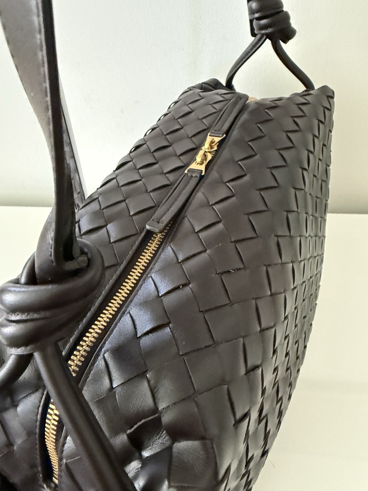 BOTTEGA VENETA Woven Nappa Leather Loop Weekender Bag Handbag, Fondant