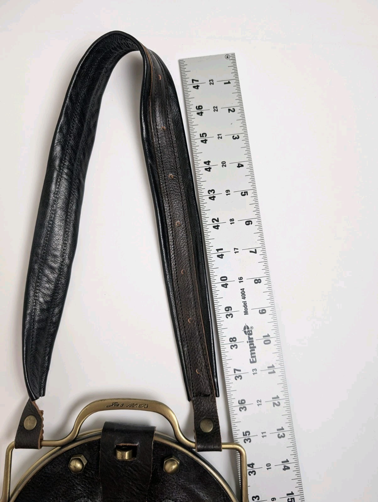 Jas M.B. London Brown Leather Purse Brass Frame Hardware