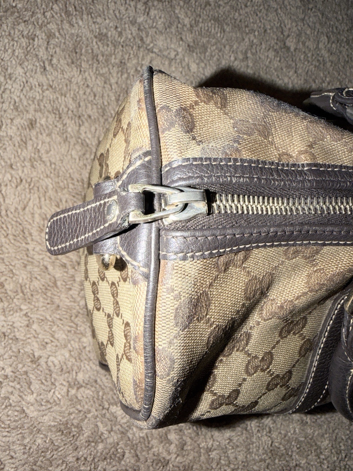 Gucci Joy Boston Coated Canvas Bag with Leather Trim