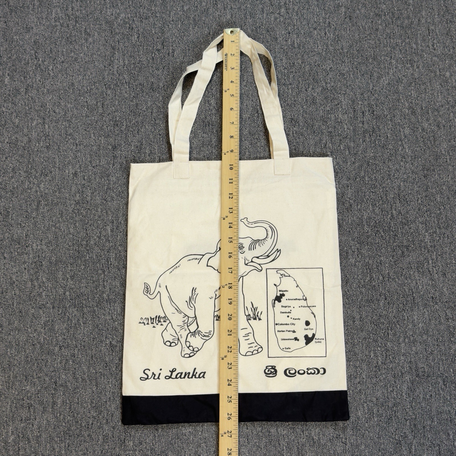Sri Lanka Canvas Tote Bag with Interior Pocket Medium Size Excellent Condition