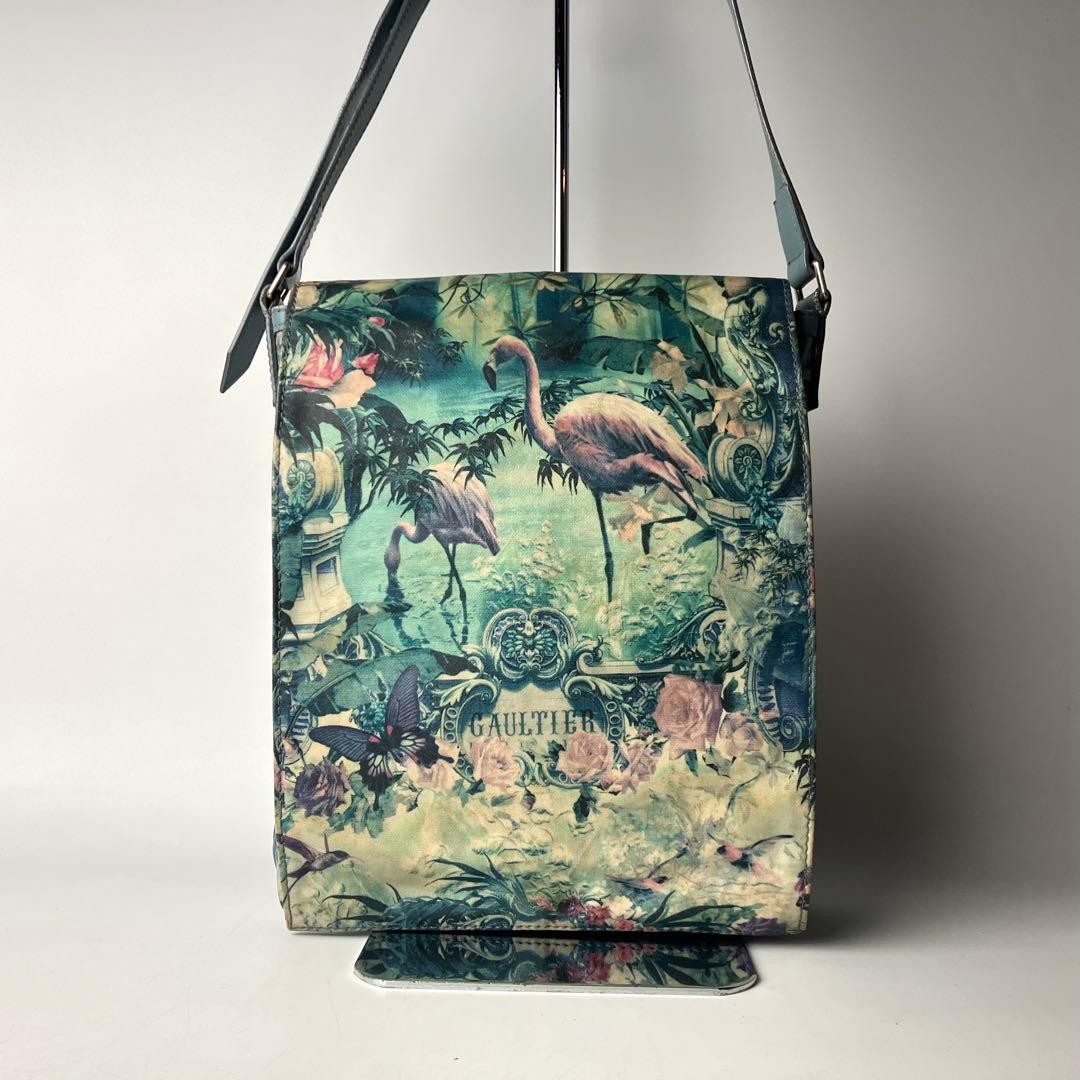 Jean Paul Gaultier Eden Paradise Print Flap Shoulder Bag Multicolor Rare