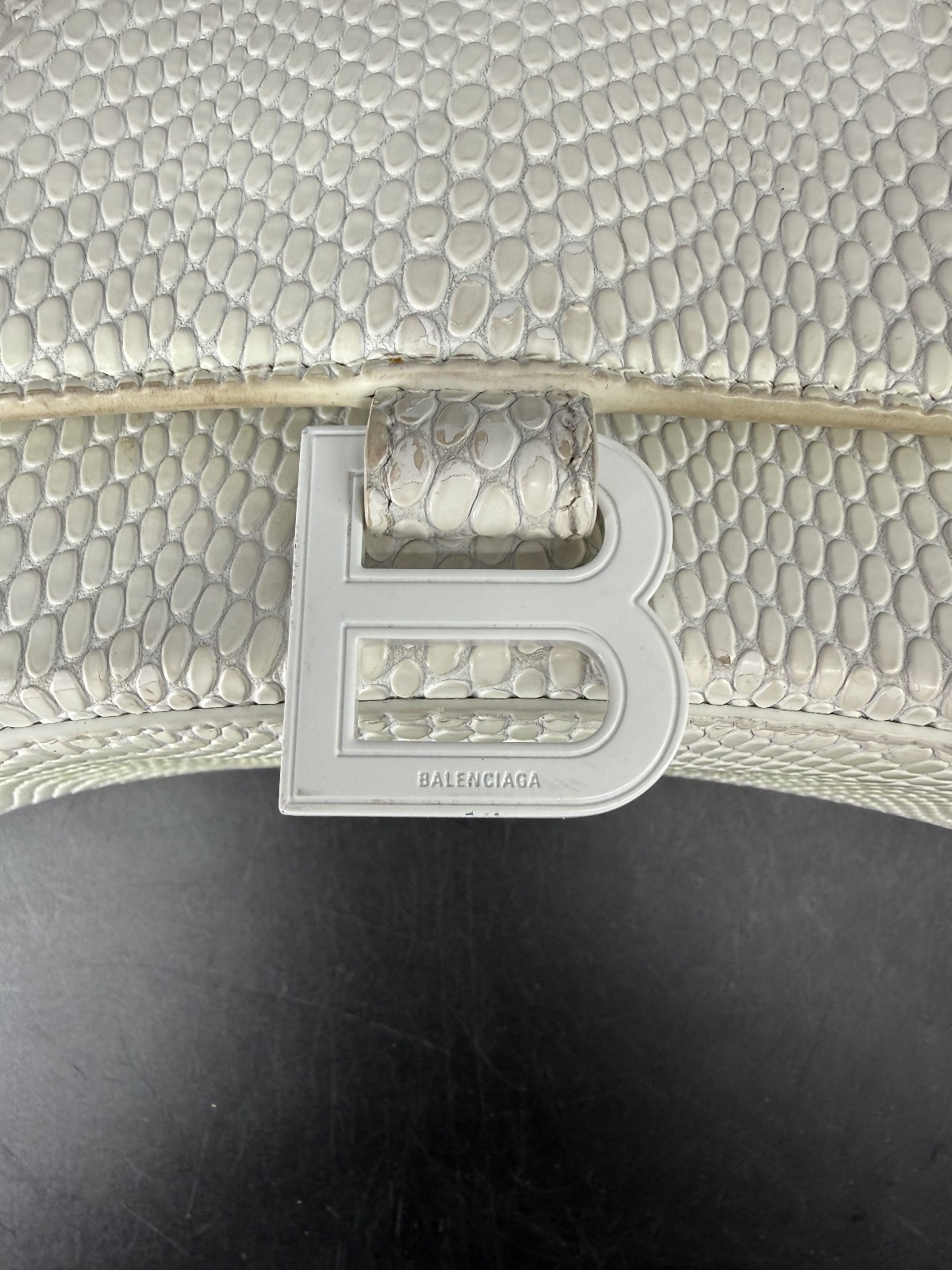 Balenciaga Small Hourglass Top Handle Python Embossed Designer Bag