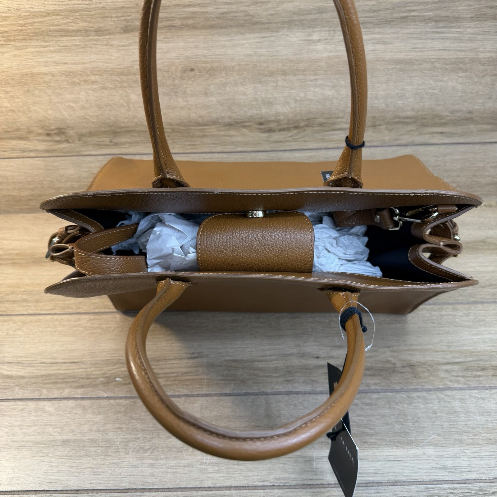 CLAUDIA FIRENZE Italian Genuine Pebbled Leather Camel Brown Satchel Shoulder Bag