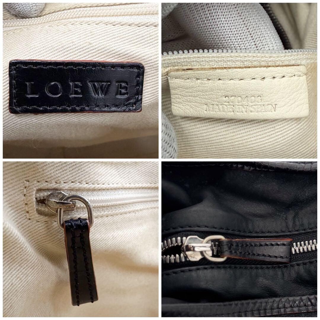 LOEWE One Shoulder Bag Anagram Nappa Leather Black Vintage Authentic From Japan