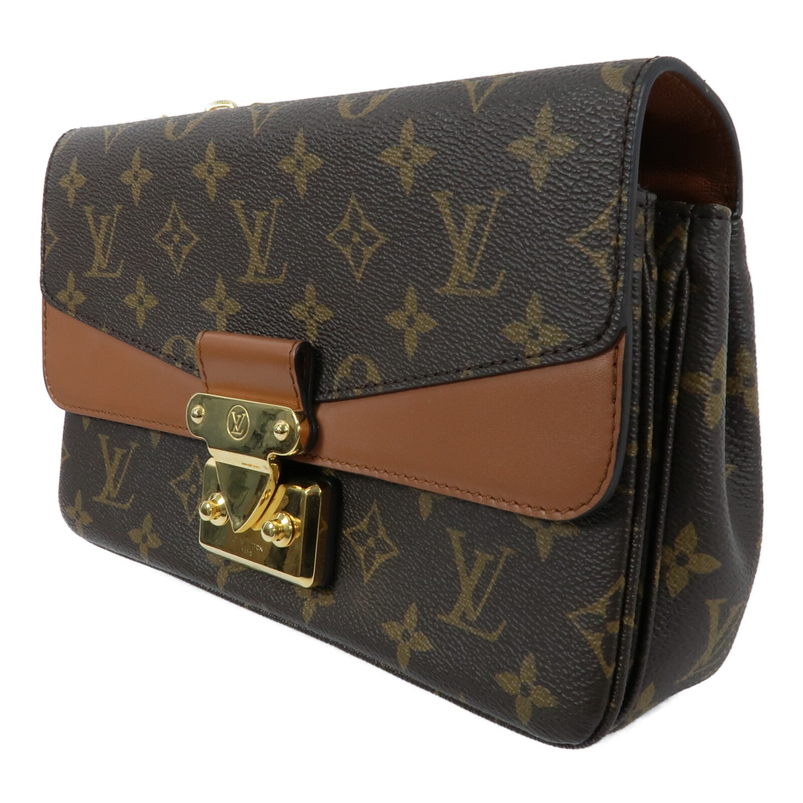 LOUIS VUITTON LV GHW Marceau Chain Shoulder Bag M46127 Monogram Brown