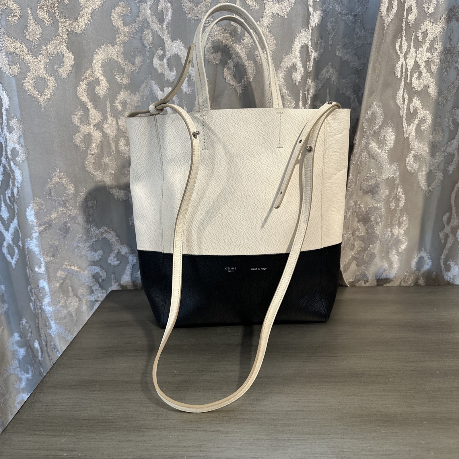 CELINE Vertical Cabas Small Black & White Handbag