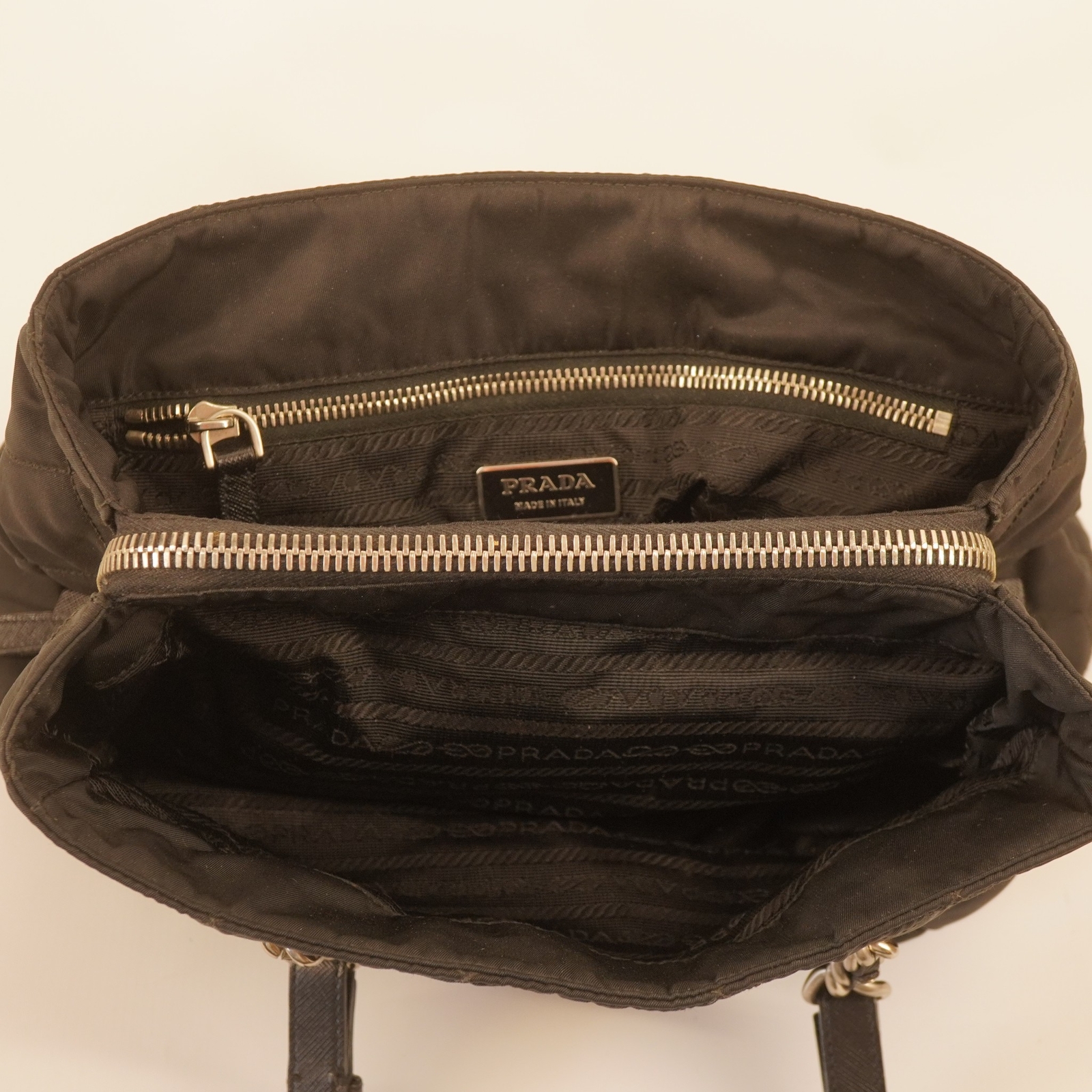 Prada Tessuto Handbag in Quilted Nylon with Chain Straps – Free Shipping USA