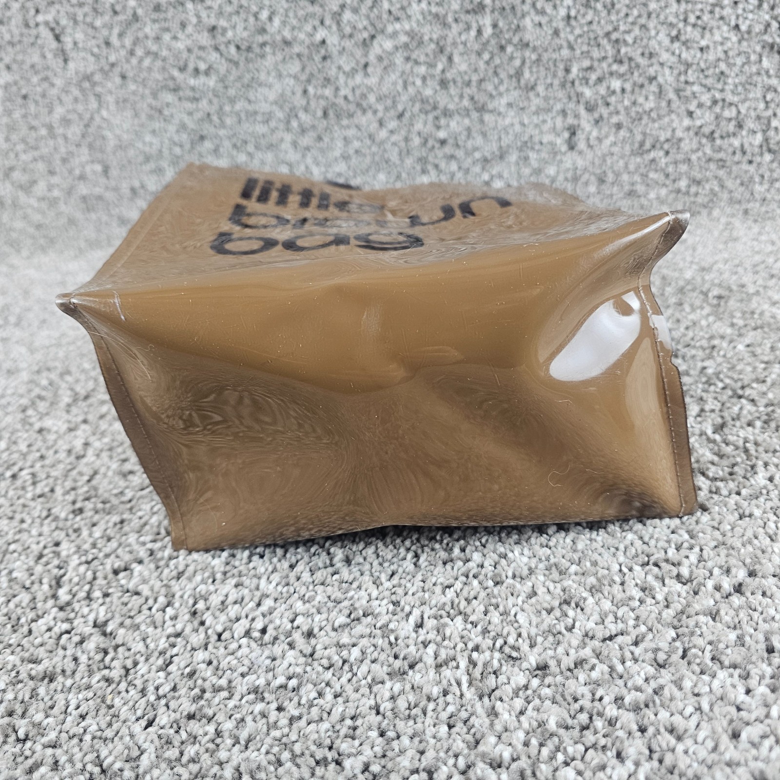 Bloomingdales Little Brown Bag Womans Small Vinyl Plastic Tote Purse