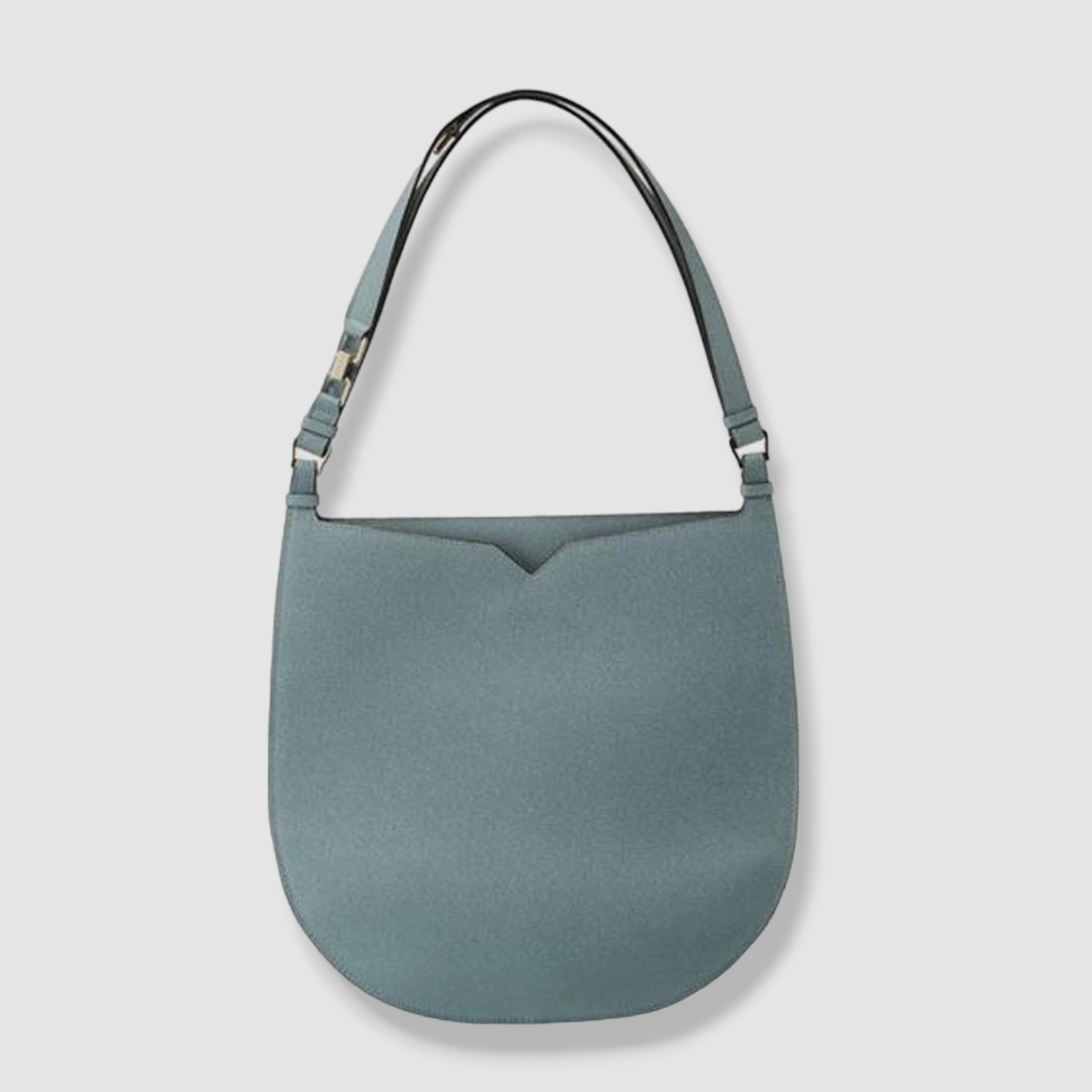 $3702 Valextra Women’s Gray Weekend Hobo Large Leather Shoulder Bag