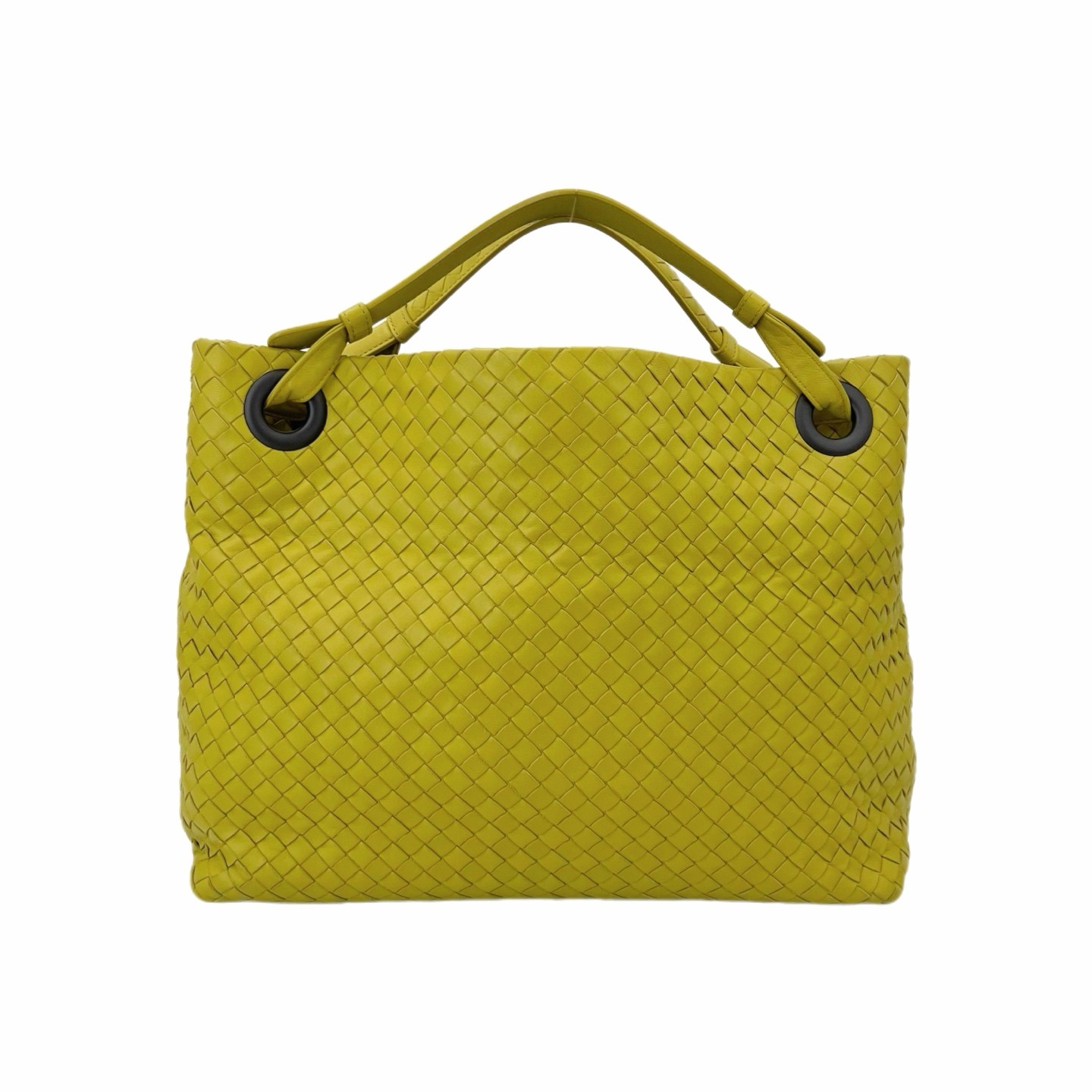 Bottega Veneta Double Bridge Large Chartreuse Intrecciato Leather Tote US Ship