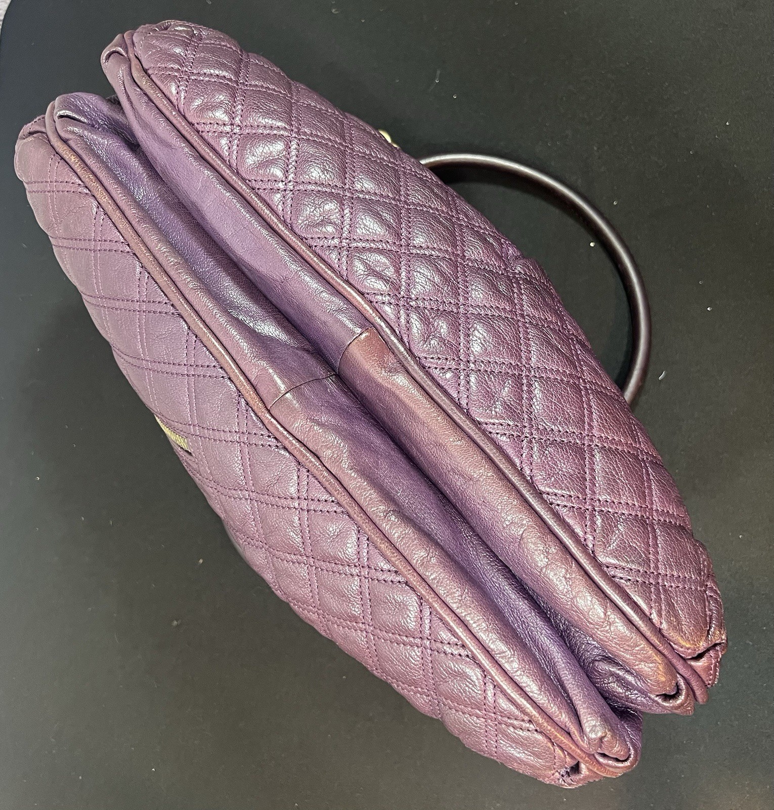 Marc Jacobs PURPLE Cecilia Quilted Leather Bag Gold Tone Hardware SPACIOUS!