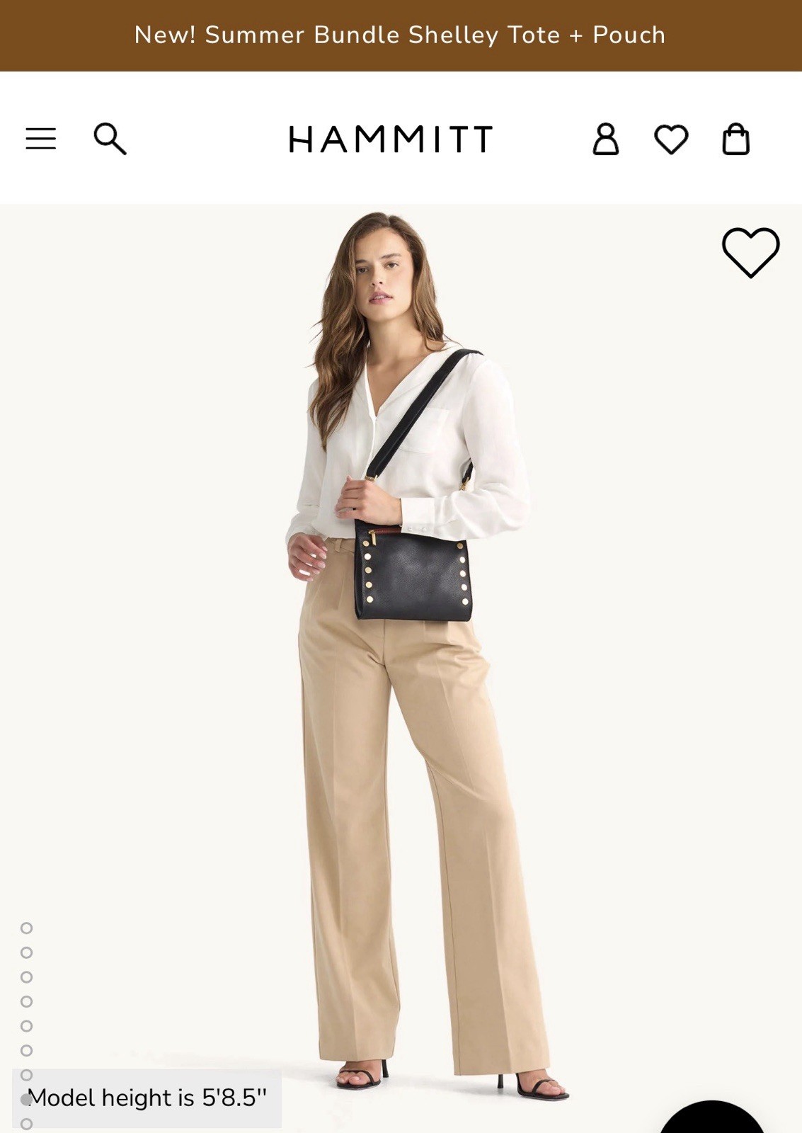 Hammitt Tony Med Black Brushed Gold Red Zip Leather Crossbody Bag $425 Retail