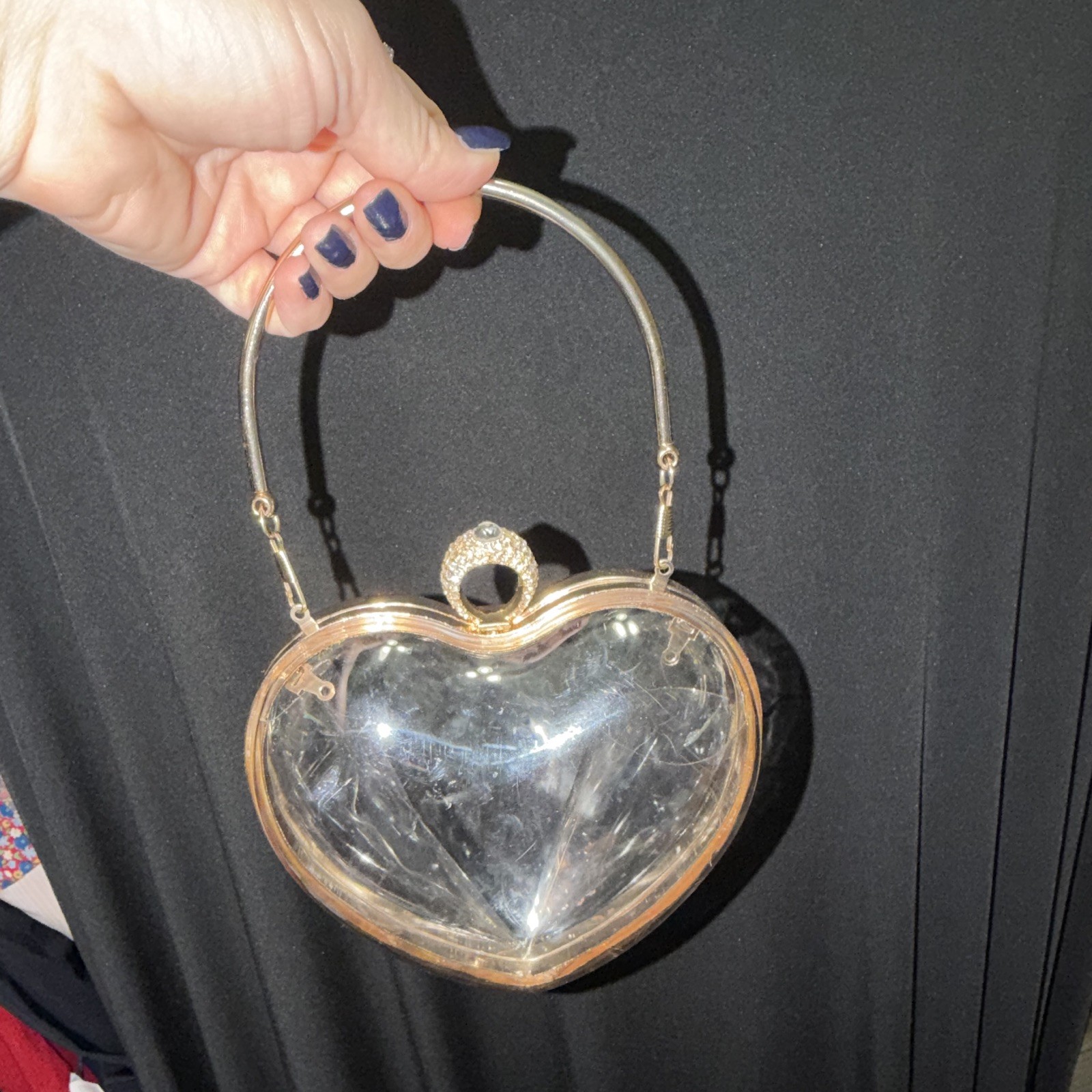 Heart Shaped Clear Purse With Gold Accent