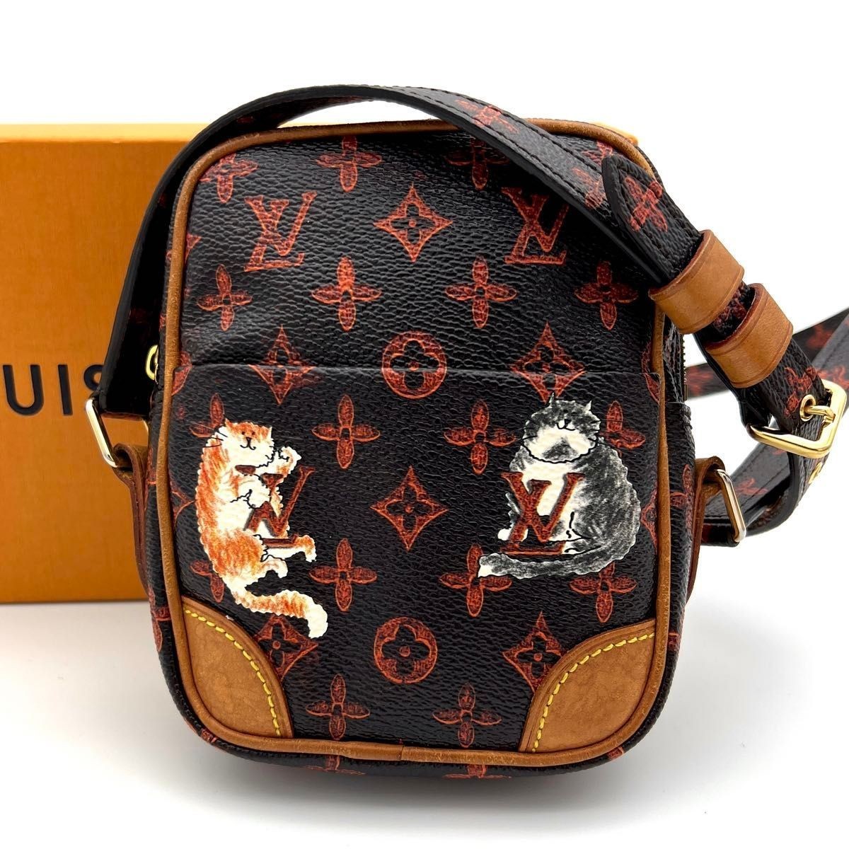 LOUIS VUITTON Panam Catgram Shoulder Bag Monogram Canvas M44399 Auth Used RI4108