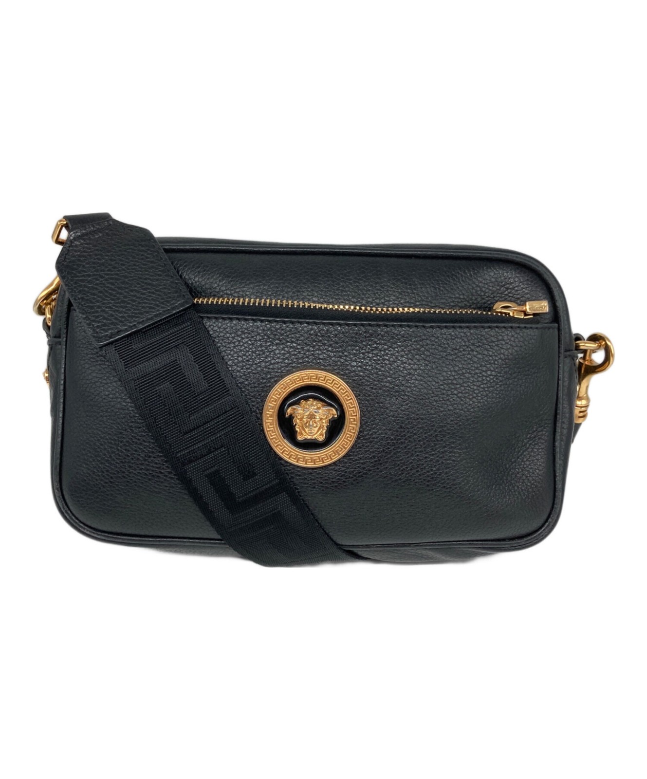Versace Medusa Leather Shoulder Bag Black Women’s #TFB14887