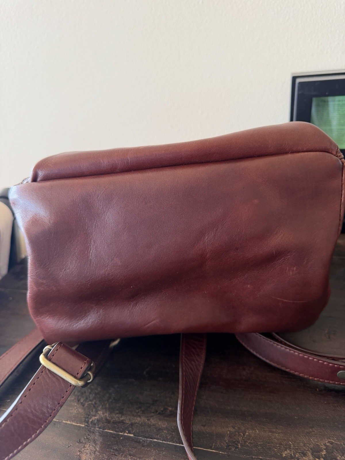 Scuola del Cuoio Brown Leather Drawstring Backpack w/ Original Dust Bag