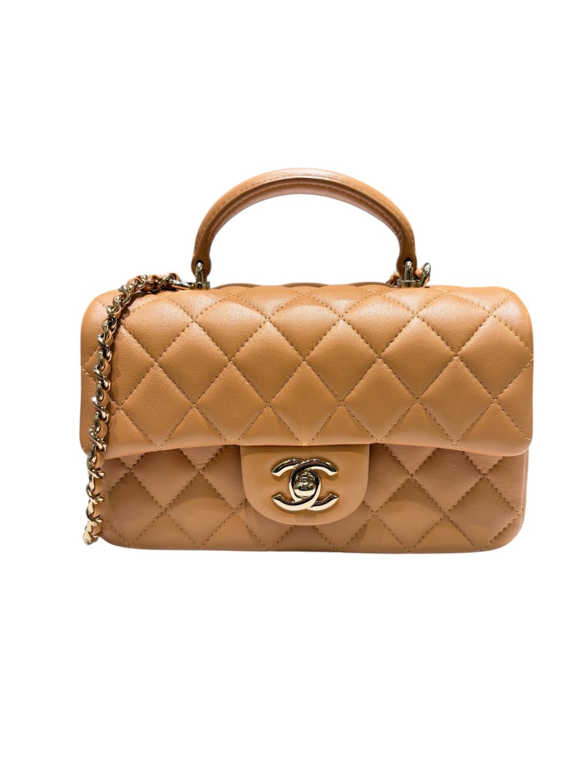 Chanel Mini Matelasse AS2431 Beige Handbag Gold Hardware #TFB13838