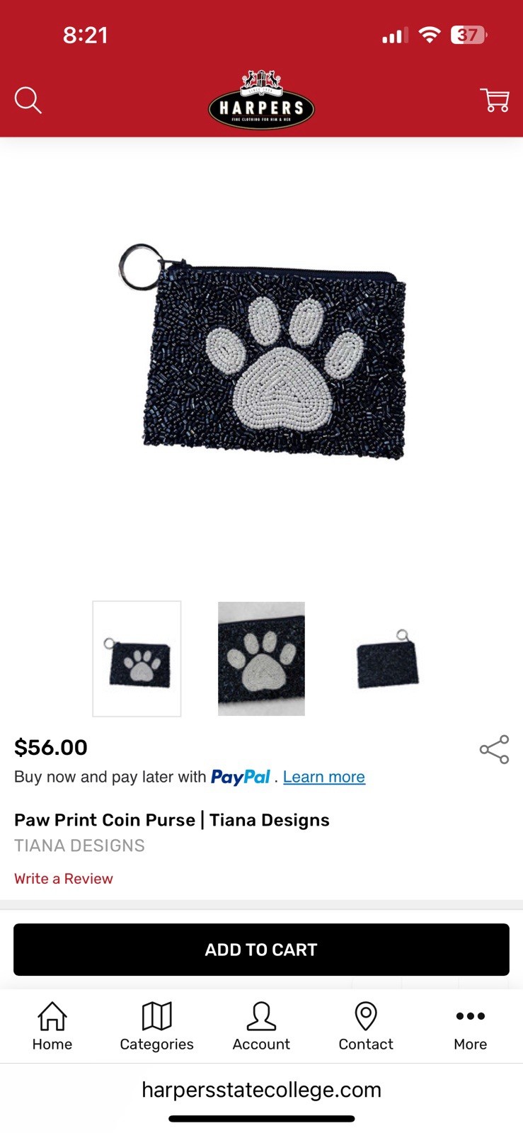 Restock! Game Day Penn State PAW Navy Beaded Zip Pouch by Tiana Design $56 NWT!
