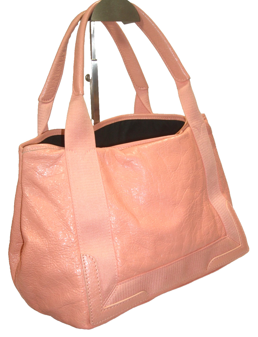 Balenciaga Gorgeous Peach-Pink Textured Leather Navy Cabas S Satchel Tote EUC!