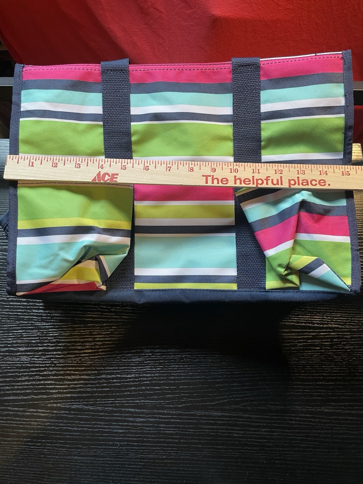 Thirty One Utility Tote Striped Big Zippered Opening And 7 Pockets New W/O Tags