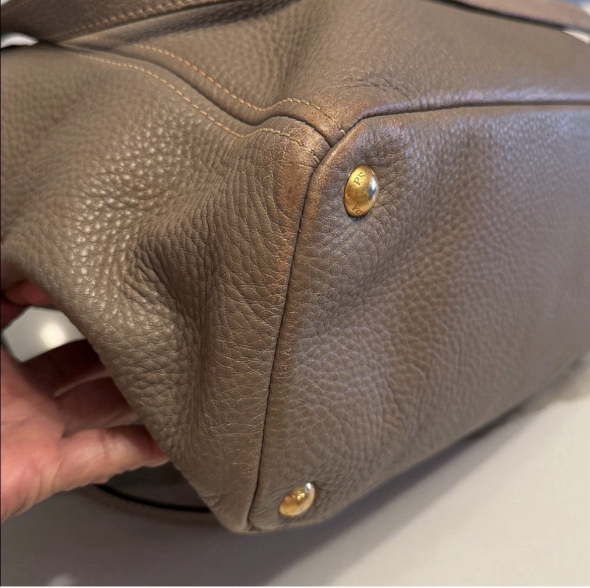 PRADA Women’s Large Pebbled Tote with Gold Hardware. Dust Bag included
