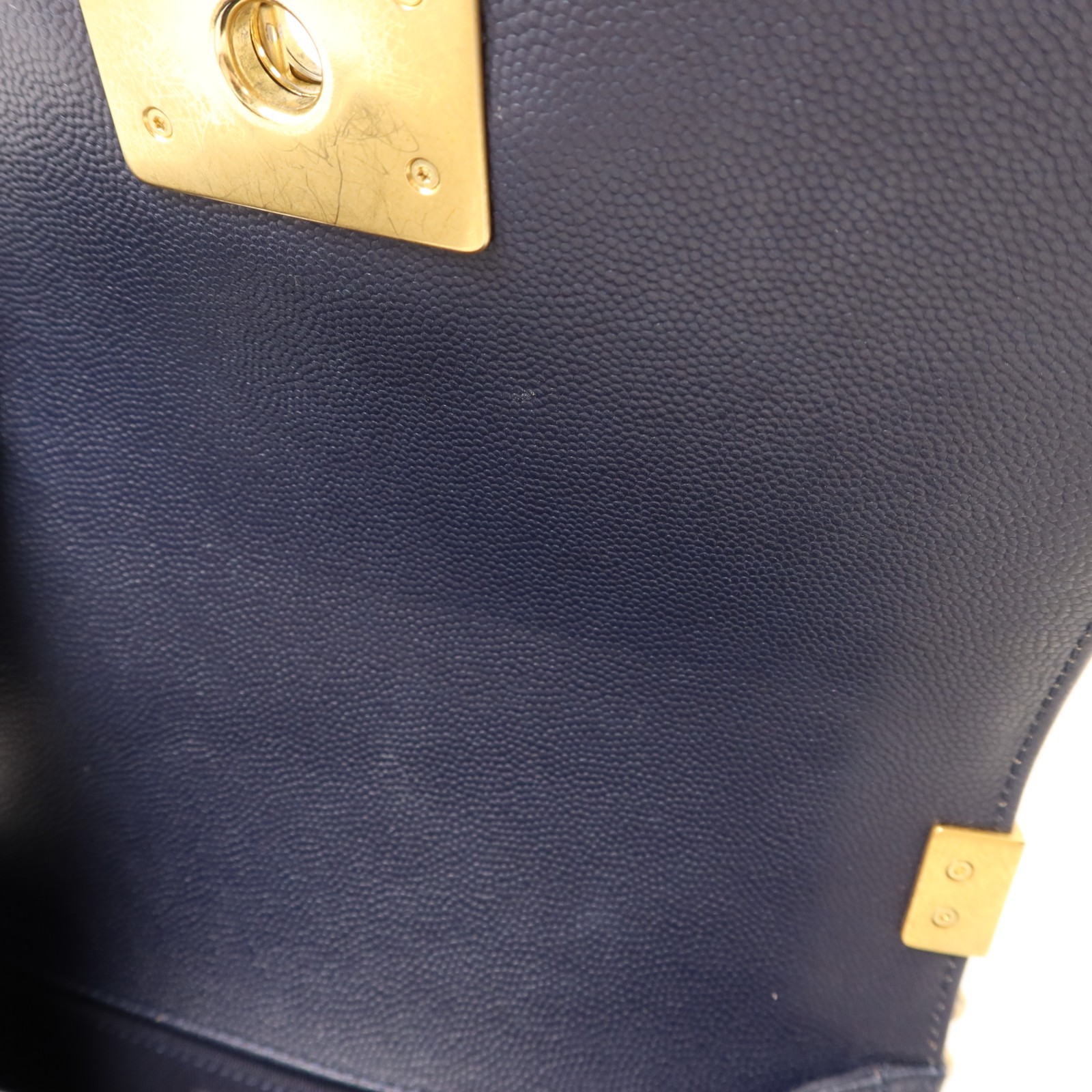 CHANEL CC GHW Boy 20 Chain Shoulder Bag A67085 Calfskin Leather Navy