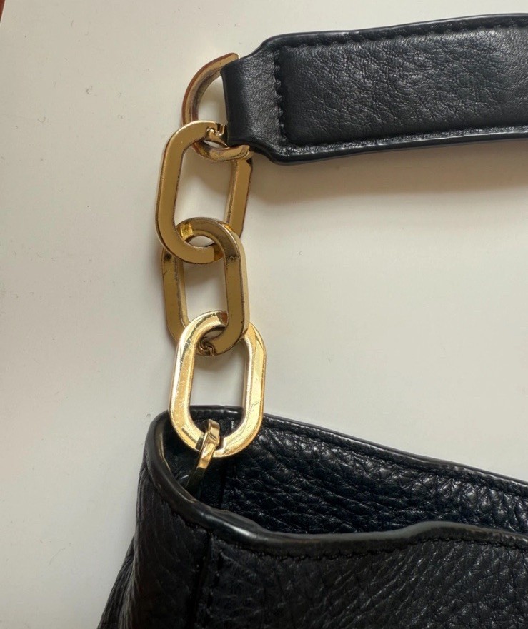 Tory Burch Britten Black Hobo Shoulder Bag Large Leather Purse Handbag