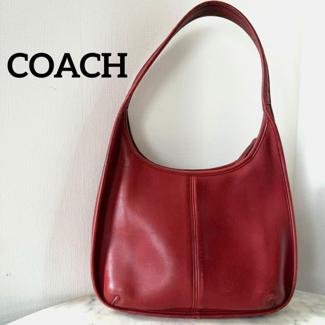 Coach 9025 Ergo Hobo Zip Shoulder Bag Red Vintage Old Coach Cowhide Women Used