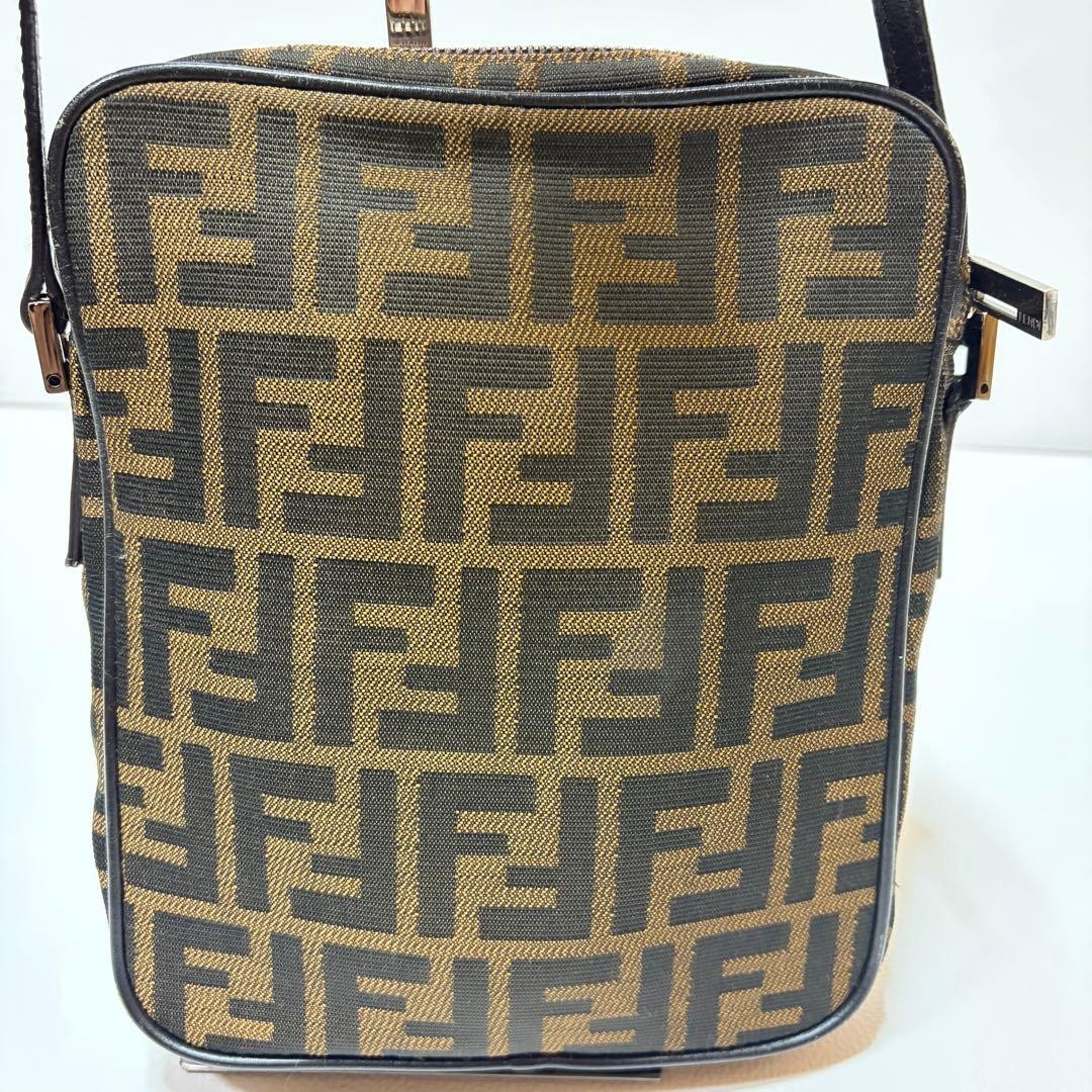 FENDI Square Shoulder Bag Zucca Pattern Sacoche Crossbody 11a