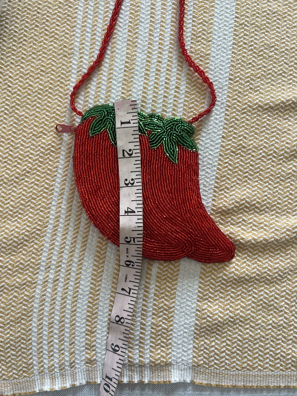Red Chilli Pepper Beaded Purse: Crossbody: VTG New Deadstock/Small Crossbody Bag