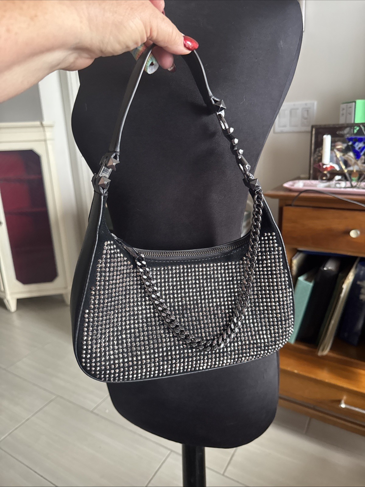 MICHAEL KORS PIPER suede EMBOSSED LEATHER CHAIN SMALL SHOULDER BAG