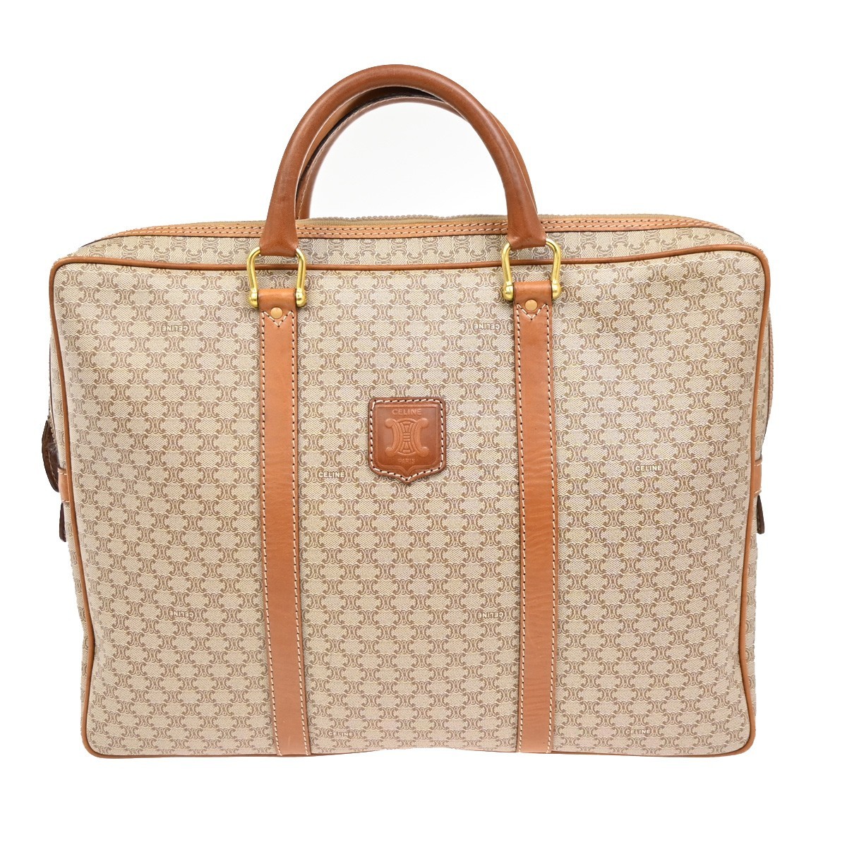CELINE Logo Macadam Pattern Briefcas HandBag PVC Leather Brown GHW Italy 36ZA044
