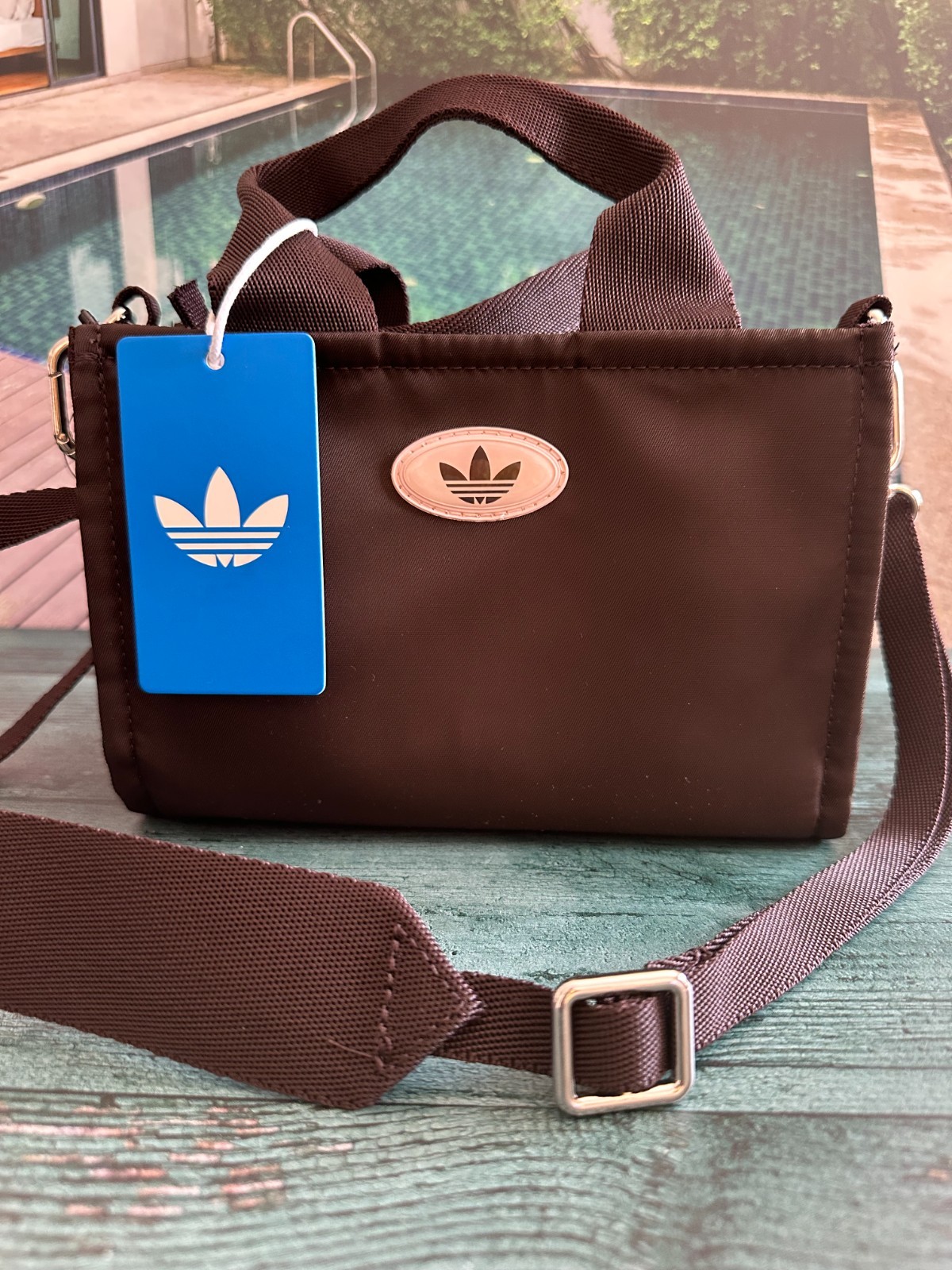 BN Adidas Micro Mini Tote Crossbody JL4075 Aurora coffee brown