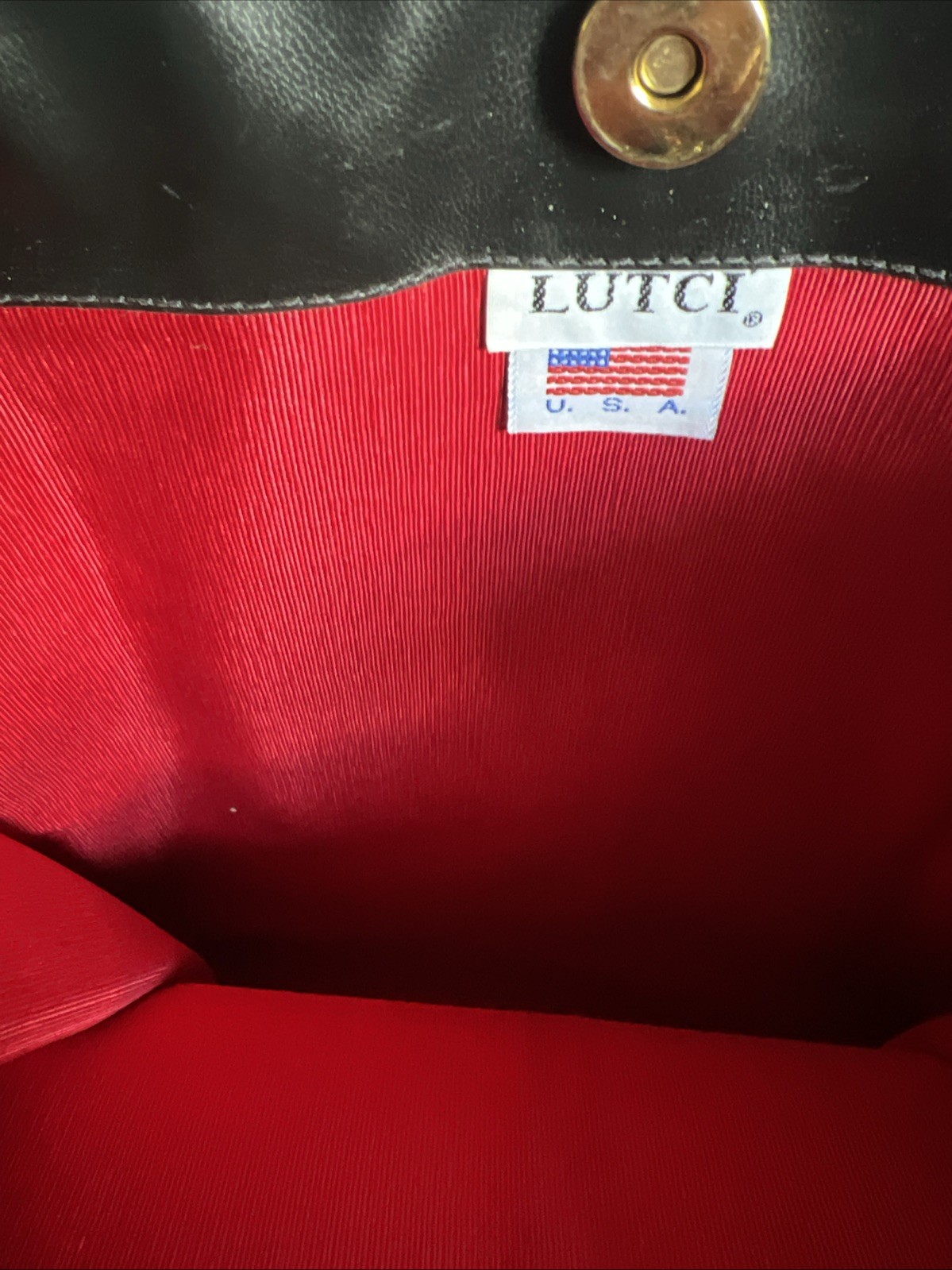 Authentic LUTCI Parisian Magazine Tote Handbag Purse Red- Art by Anna Silvey HTF