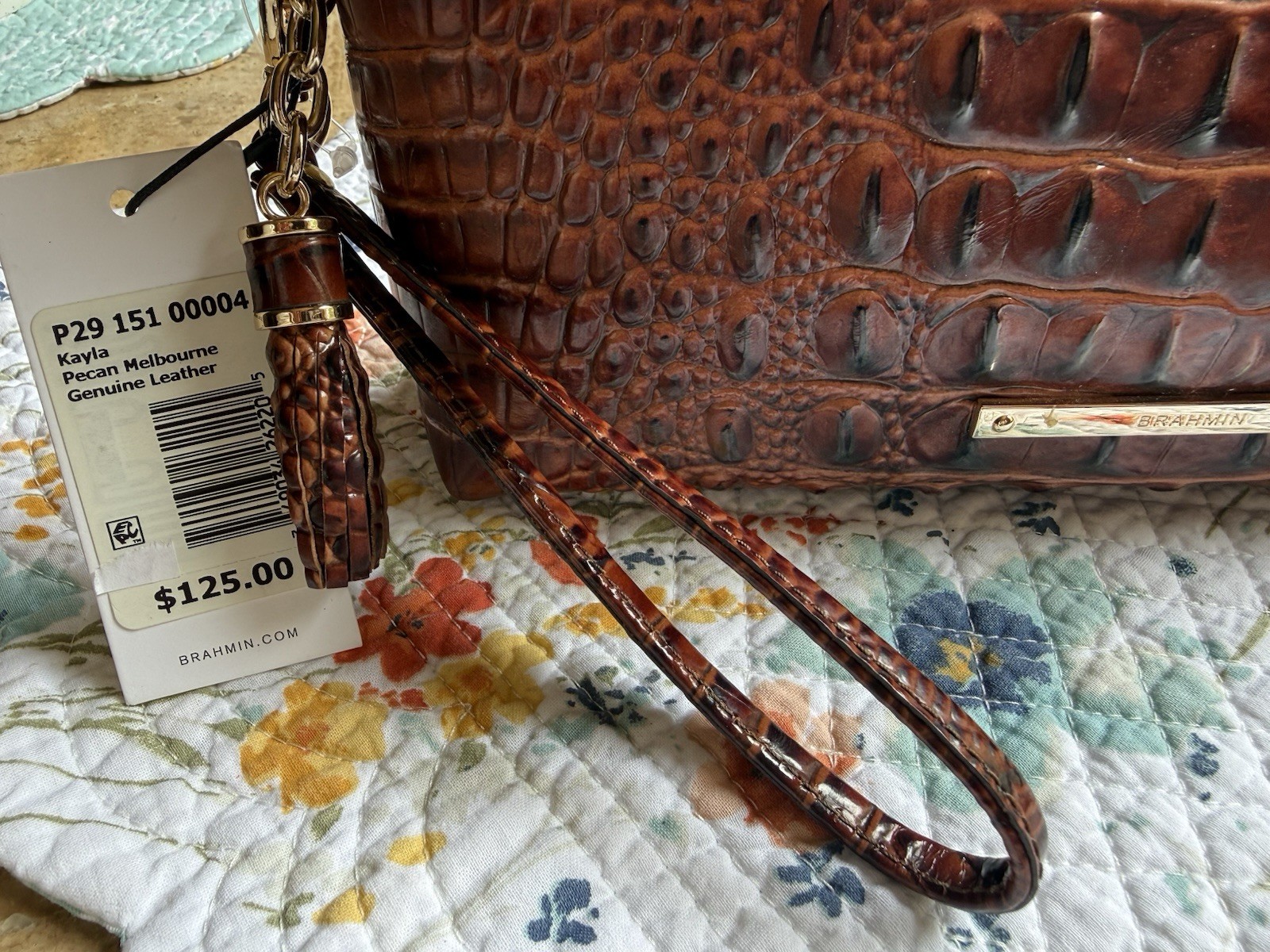 NWT Brahmin Kayla Melbourne Pecan Leather Bag Wristlet Purse New