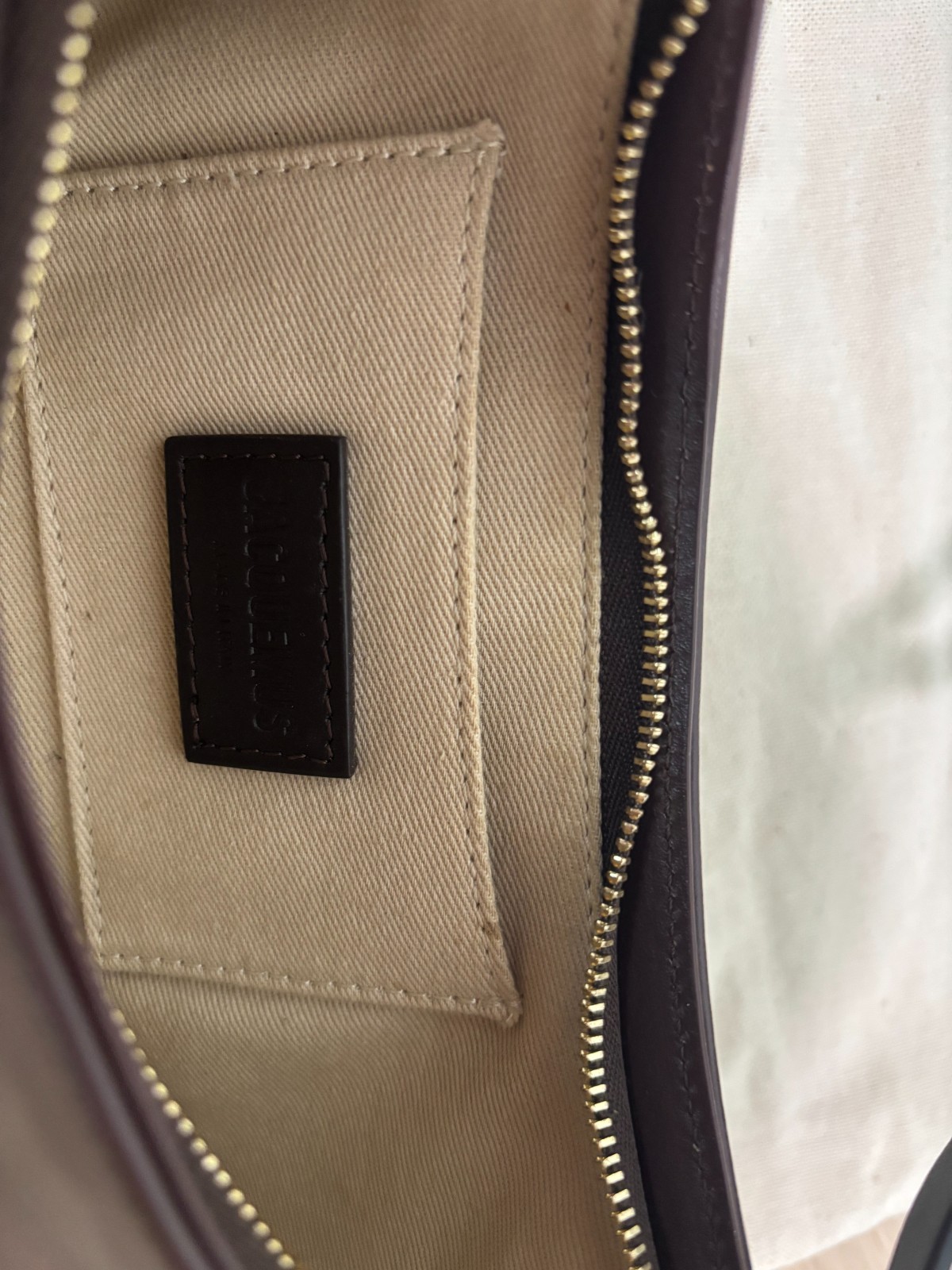 Jacquemus Le Bisou Perle Shoulder Bag Dark Brown Leather – Gold Hardware – Dust