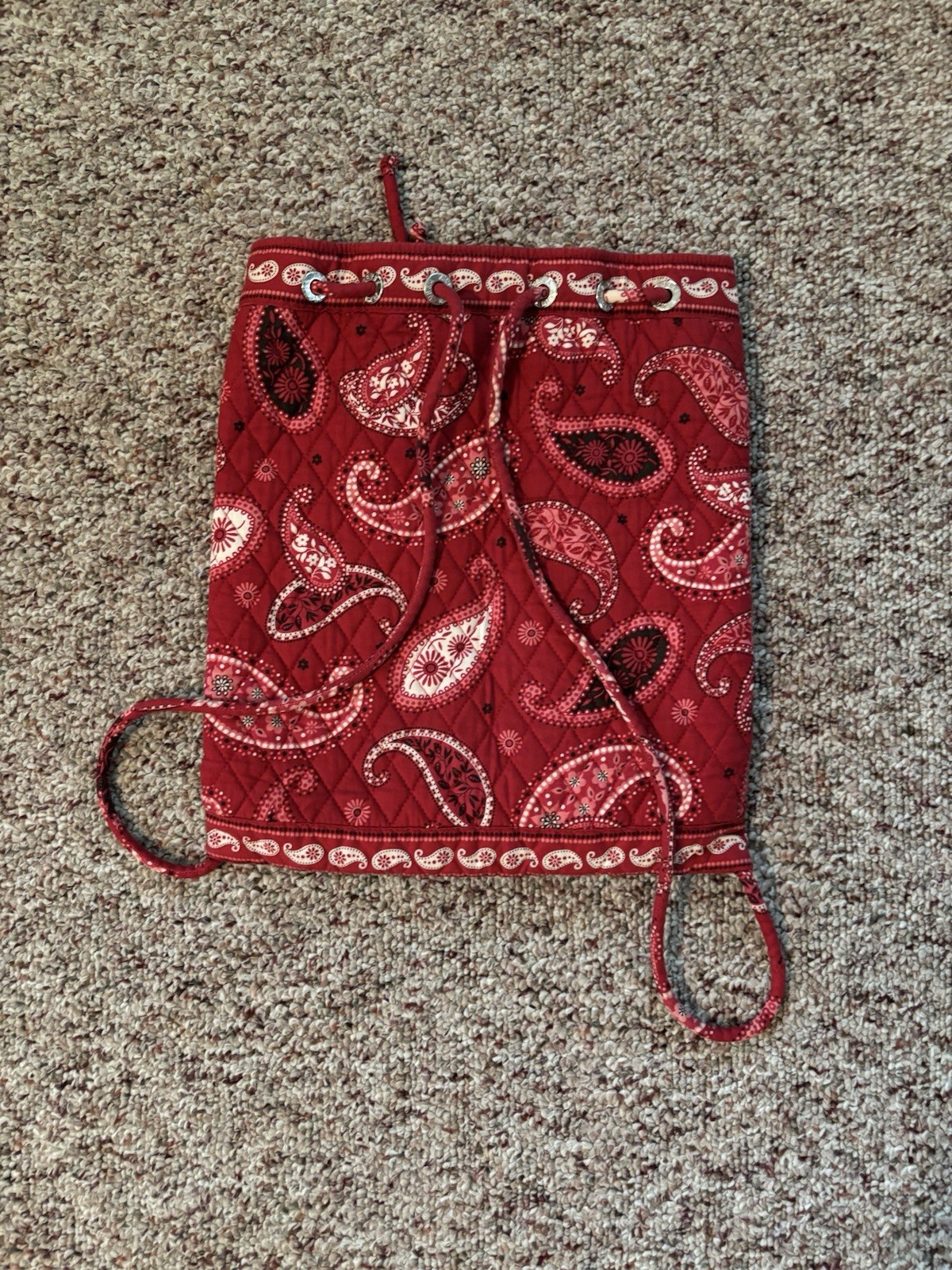 Vera Bradley Mesa Red Paisley Drawstring Backpack